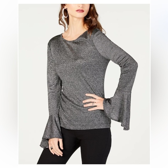 MICHAEL Michael Kors Silver Metallic Bell-Sleeve Top Size 0X - Picture 1 of 13